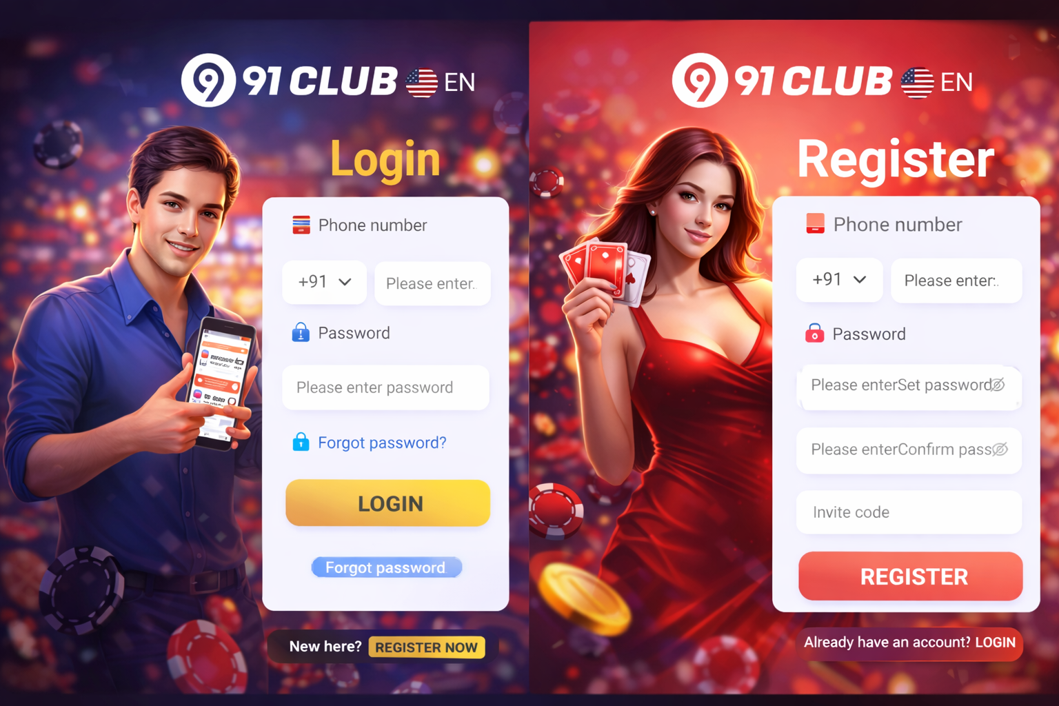 91 club login